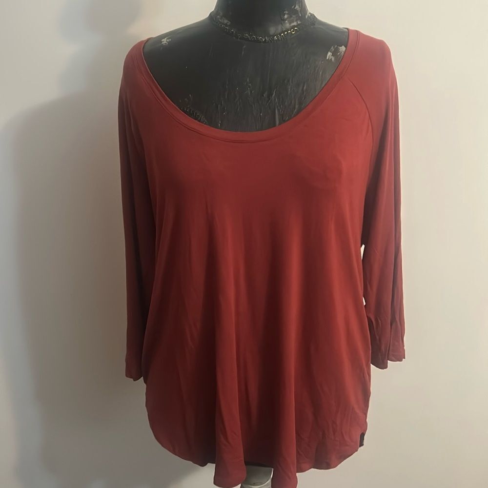 ANA Women Rust 3/4 sleeves scoop neck tunic, size XL